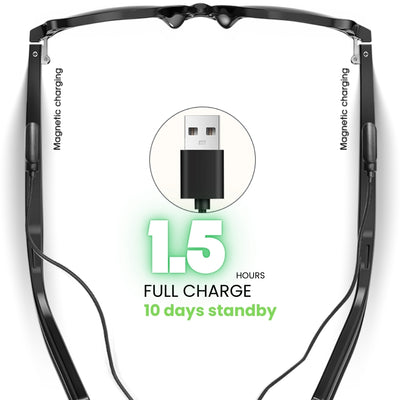 Coxsmart CS300 Smart Glasses: Stylish UV-Adaptive Lens, Bluetooth Music & Voice Control, Anti-Blue Light, Fitness Tracker with App Sync